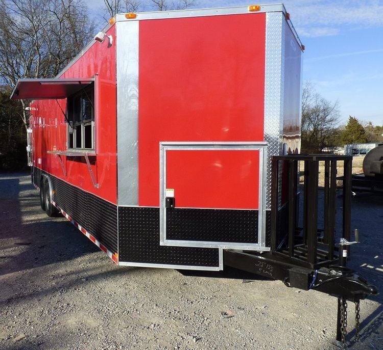 Concession Trailer 8.5′ x 28′ Red – Enclosed Food Catering Event — photo 3