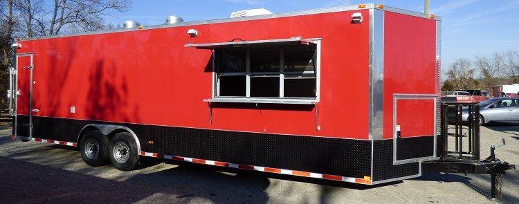 Concession Trailer 8.5′ x 28′ Red – Enclosed Food Catering Event — photo 2