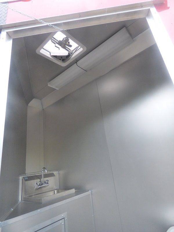 BBQ Concession Trailer 8.5′ x 26′ Red and Black With BBQ Smoker Porch and Restroom — photo 5