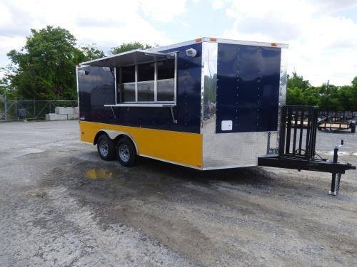 Concession Trailer 8.5’x14′ Indigo Blue and Yellow – Food Catering Event — photo 2
