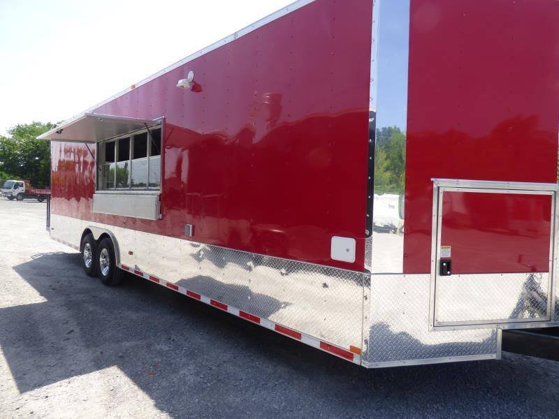 Concession Trailer 8.5’x28′ Red – Food Catering Enclosed Kitchen — photo 2