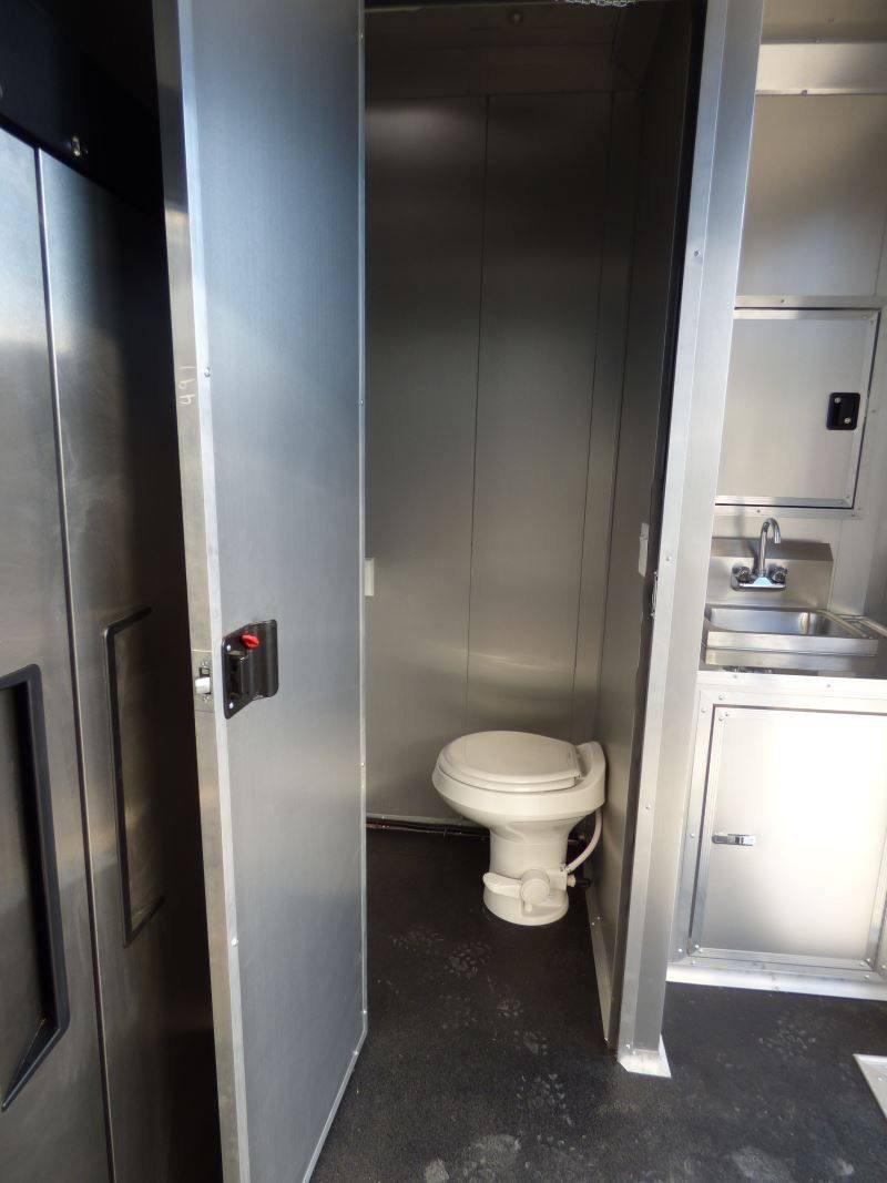 Concession Trailer Gooseneck Black 8.5′ x 45′ BBQ Smoker Event Catering Restroom Generators — photo 6
