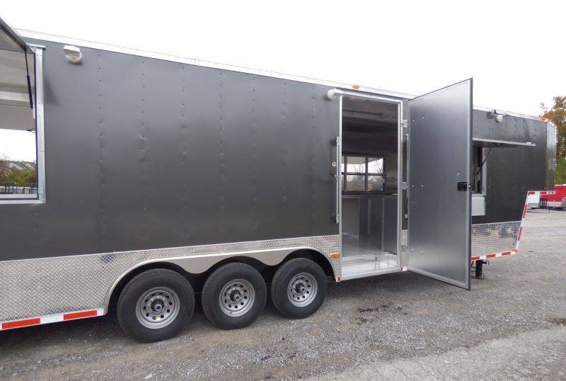 Concession Trailer Gooseneck Charcoal Gray 8.5′ x 36′ BBQ Smoker Event Catering — photo 6