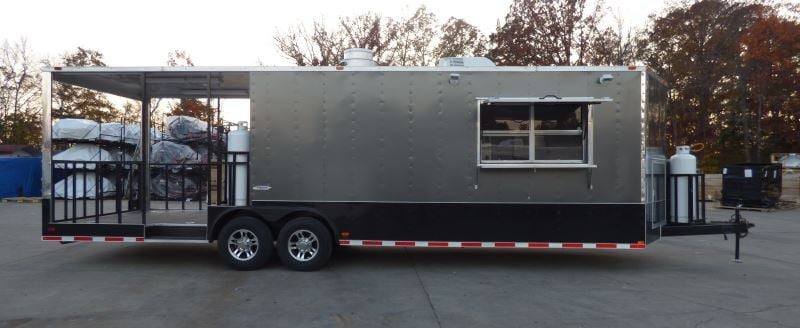 Concession Trailer 8.5’x28′ Charcoal Gray – Smoker BBQ Vending Concession — photo 4