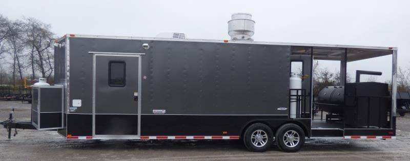 Concession Trailer 8.5’x28′ Charcoal Gray – BBQ Smoker Event Catering — photo 15