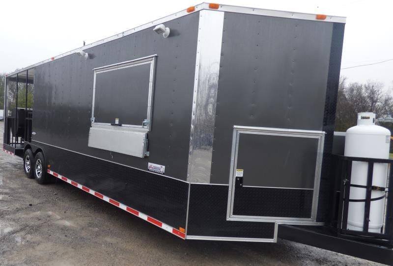 Concession Trailer 8.5’x28′ Charcoal Gray – Smoker BBQ Vending Concession — photo 3