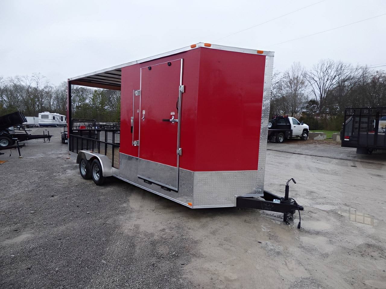 Enclosed Trailer 7′ x 20′ Red Hybrid Motorcycle Event Trailer — photo 2