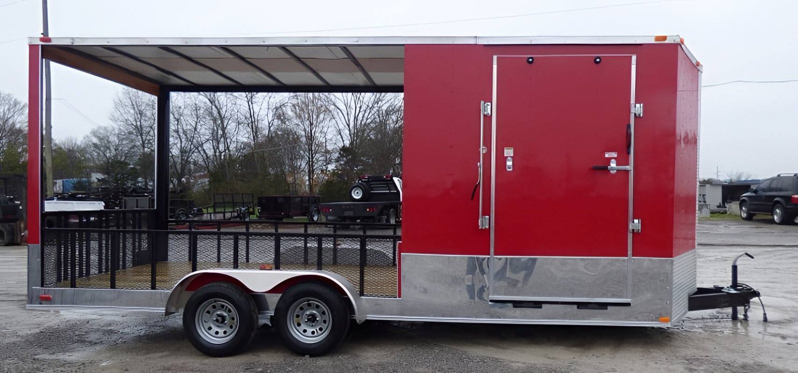 Enclosed Trailer 7′ x 20′ Red Hybrid Motorcycle Event Trailer — photo 3