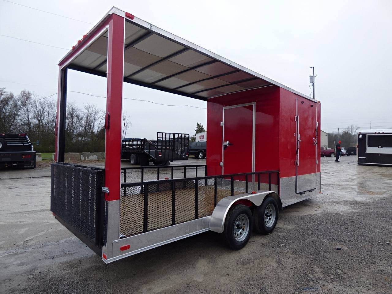 Enclosed Trailer 7′ x 20′ Red Hybrid Motorcycle Event Trailer — photo 4