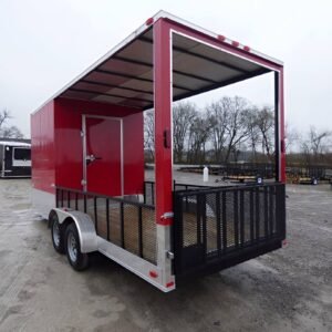7 x 20 Motorcycle Trailer hybrid hauler with covered display porch - view 7