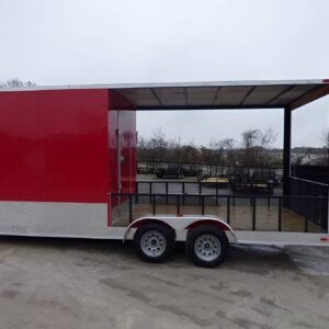 7 x 20 Motorcycle Trailer hybrid hauler with covered display porch - view 8
