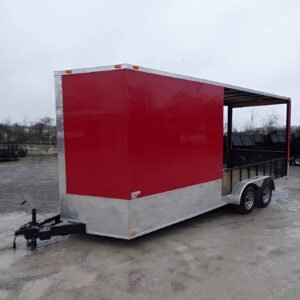 7 x 20 Motorcycle Trailer hybrid hauler with covered display porch - view 9