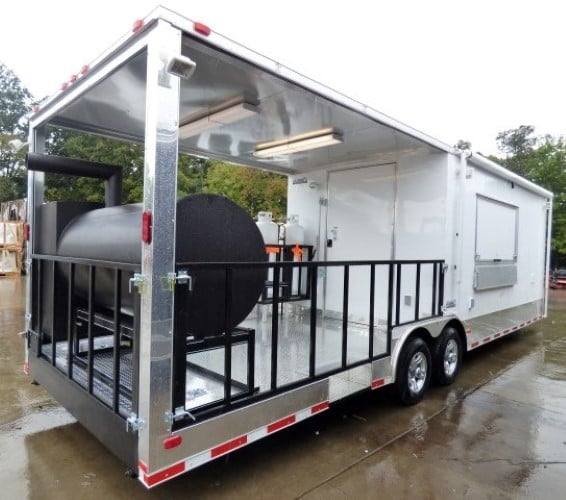 8.5′ x 28′ Concession Food Trailer White BBQ Catering Event — photo 2