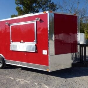 8.5 x 17 red BBQ trailer porch style with sink package - view 12