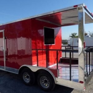 8.5 x 17 red BBQ trailer porch style with sink package - view 7