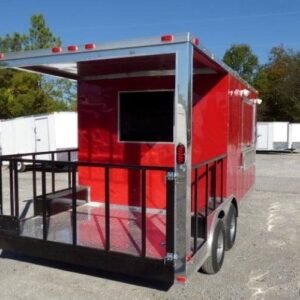 8.5 x 17 red BBQ trailer porch style with sink package - view 3