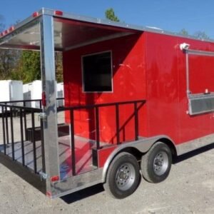 8.5 x 17 red BBQ trailer porch style with sink package - view 10