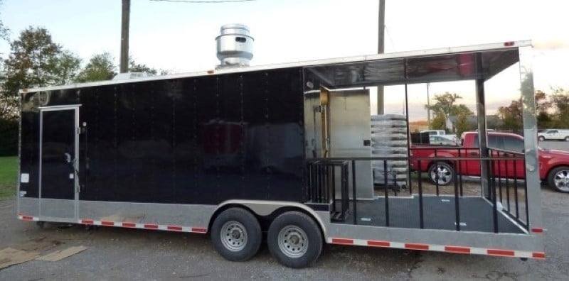 8.5′ x 28′ Black Concession BBQ Food Event Catering Trailer — photo 2