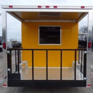8.5 x 16 yellow BBQ trailer with 5-foot rear porch - view 7