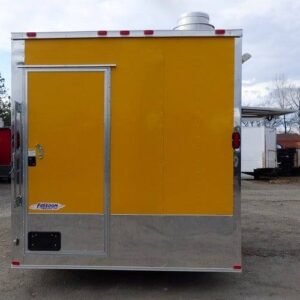 8.5 x 14 yellow concession trailer with dual 6-foot windows - view 8