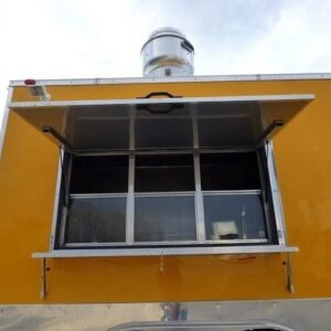 8.5 x 14 yellow concession trailer with dual 6-foot windows - view 9