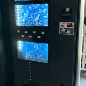Dixie Narco 276e drink vending machine, refurbished live display front - view 2