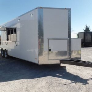 8.5' x 26' White BBQ Porch Concession Food Trailer