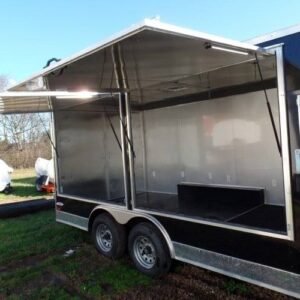8.5 x 20 black pizza trailer with dual full-height doors - view 5