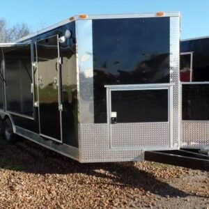 8.5 x 20 black pizza trailer with dual full-height doors - view 10