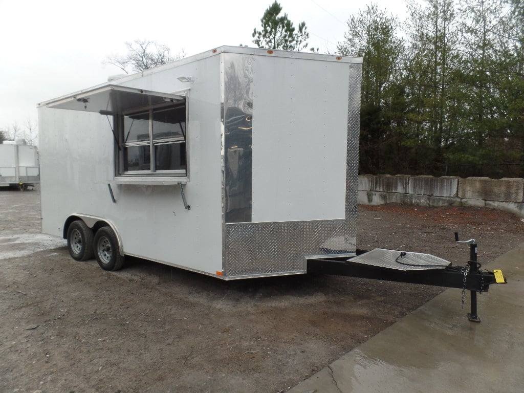 8.5′ x 16′ White Concession Food Trailer With Appliances