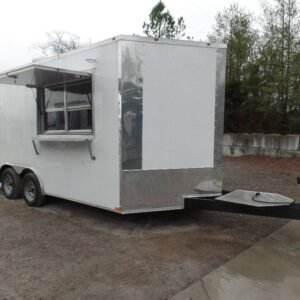 8.5' x 16' White Concession Food Trailer With Appliances