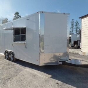 8.5' x 18' White Custom Concession Food Trailer