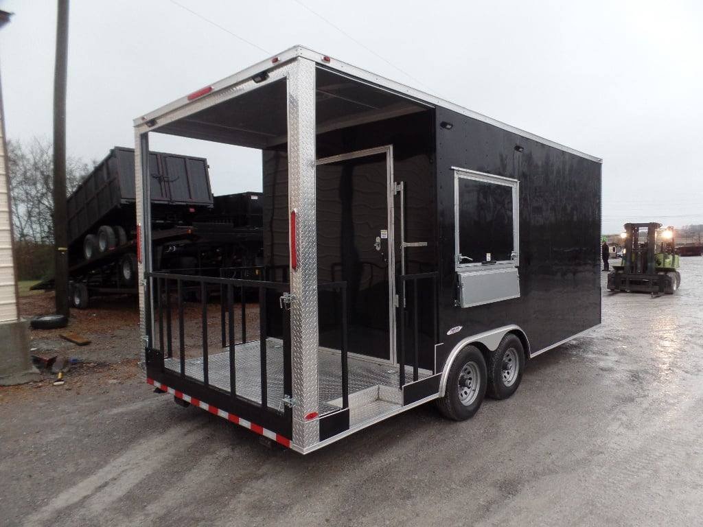 8.5′ x 20′ Black BBQ Porch Concession Food Trailer With Appliances — photo 4