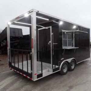 8.5' x 20' Black BBQ Porch Concession Food Trailer With Appliances
