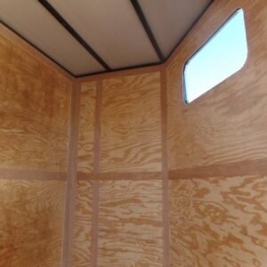 8.5 x 20 red porch trailer with wood walls and smoker porch - view 9