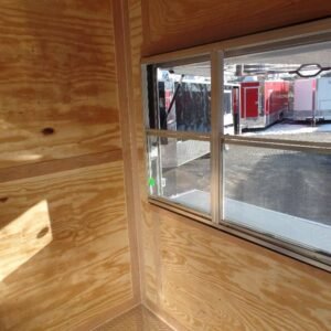 8.5 x 20 red porch trailer with wood walls and smoker porch - view 8