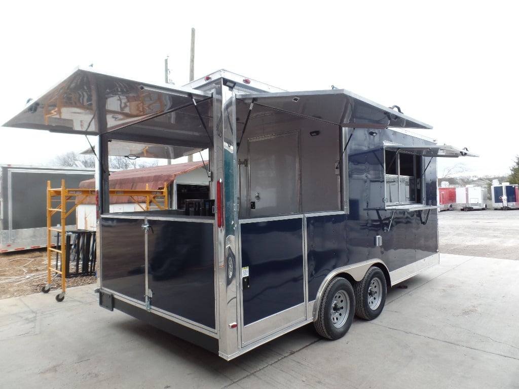 8.5′ x 17′ Concession Trailer Indigo Blue BBQ Catering Event Food