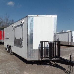 8.5 x 20 white BBQ trailer roomy event kitchen - view 12