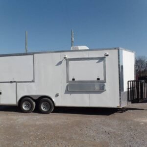 8.5 x 20 white BBQ trailer roomy event kitchen - view 15