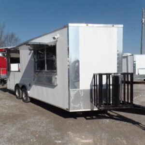 8.5 x 20 white BBQ trailer roomy event kitchen - view 10
