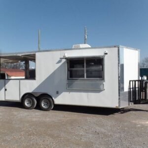 8.5 x 20 white BBQ trailer roomy event kitchen - view 13