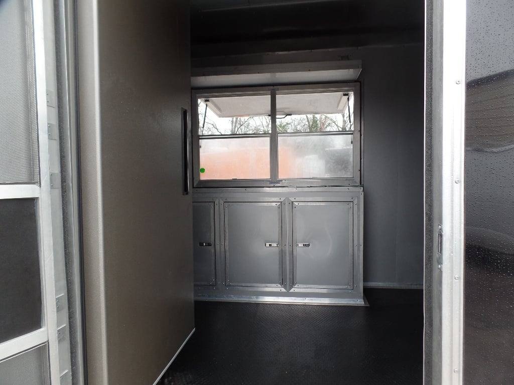 8.5′ x 30′ Black and Orange Porch Style Concession Food Trailer with Restroom — photo 9