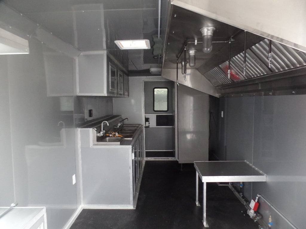 8.5′ x 30′ Black and Orange Porch Style Concession Trailer with Restroom and Appliances — photo 15