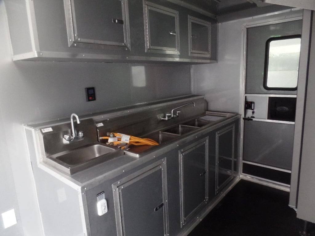 8.5′ x 30′ Black and Orange Porch Style Concession Food Trailer with Restroom — photo 12