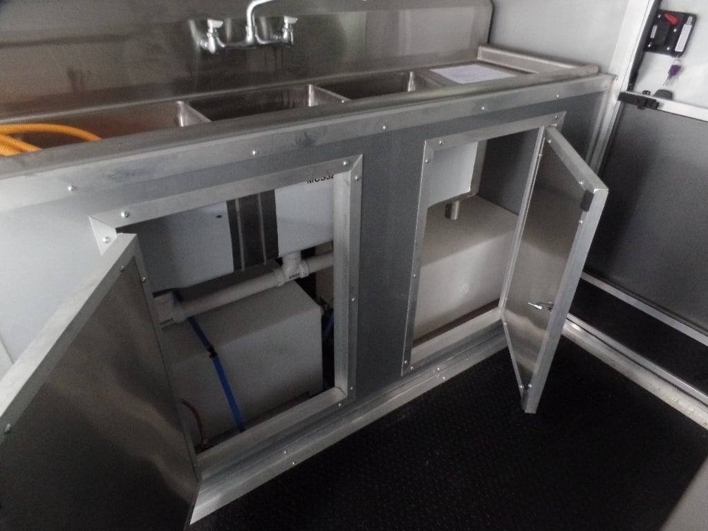 8.5′ x 30′ Black and Orange Porch Style Concession Food Trailer with Restroom — photo 5