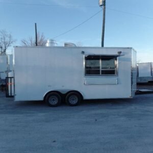 8.5' x 18' Concession Food Trailer White With Appliances