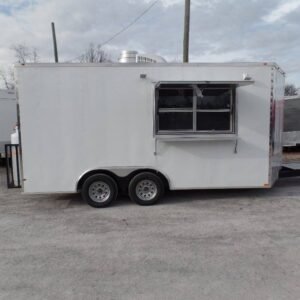 8.5' x 16' Concession Food Trailer White With Appliances