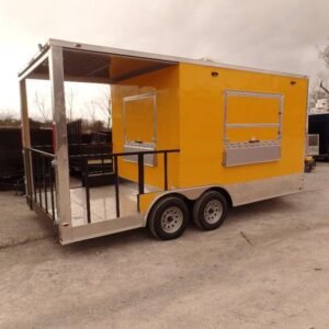 8.5 x 17 BBQ porch trailer with marquee and porch windows - view 9