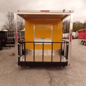 8.5 x 17 BBQ porch trailer with marquee and porch windows - view 5