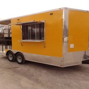 8.5 x 17 BBQ porch trailer with marquee and porch windows - view 4